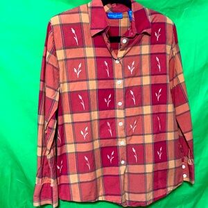 Checkered rust long sleeve shirt